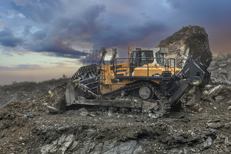 Liebherr bulldozer wordt ingezet voor de bouw van een stuwmeer